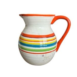 Vintage Fresh Decor White Orange Green & More Ceramic Decor DIsplay Pitcher Jar